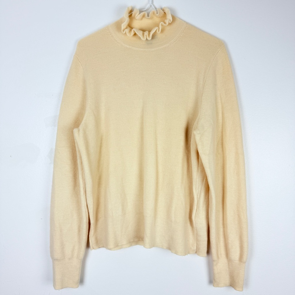 J.Crew Ruffle Mock Neck Sweater Merino Wool Knit Pullover - Picture 3 of 7